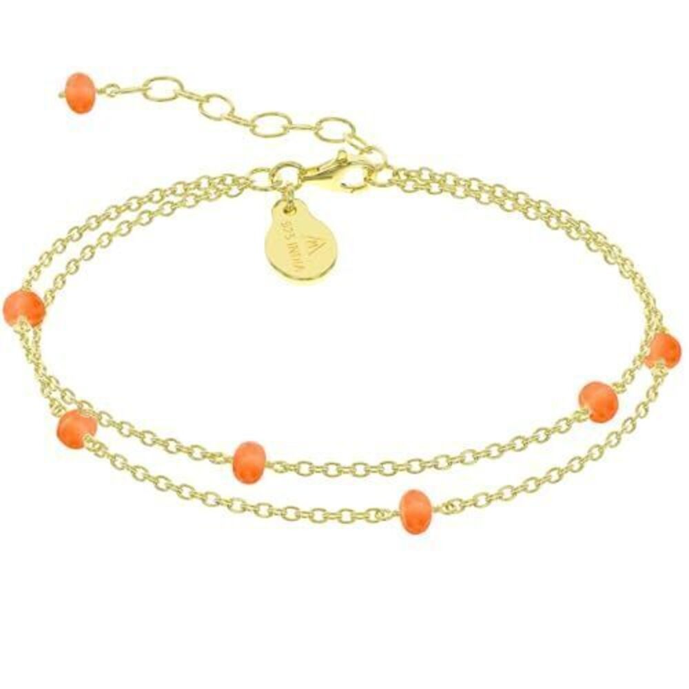 7790 Carnelian Bracelet , Certified 925 Sterling Silver with Plated 18K